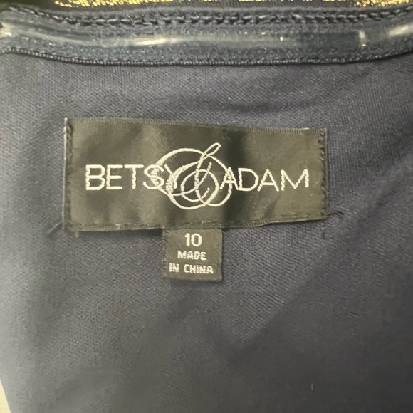 Betsy & Adam Navy Blue & Gold Metallic Strapless Glam Prom Evening Gown Sz 10 - Picture 8 of 8